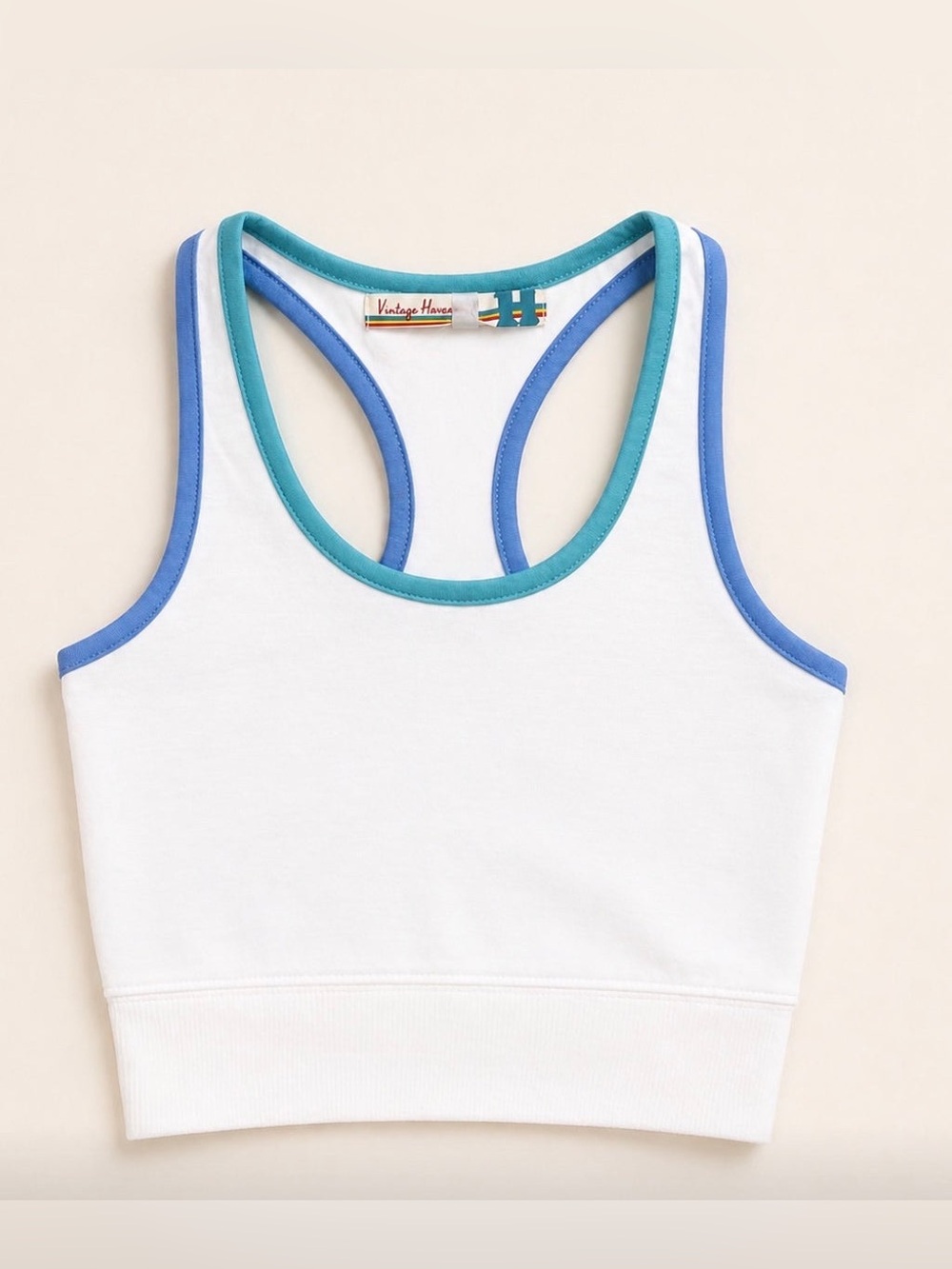 Vintage Havana white cropped tennis top